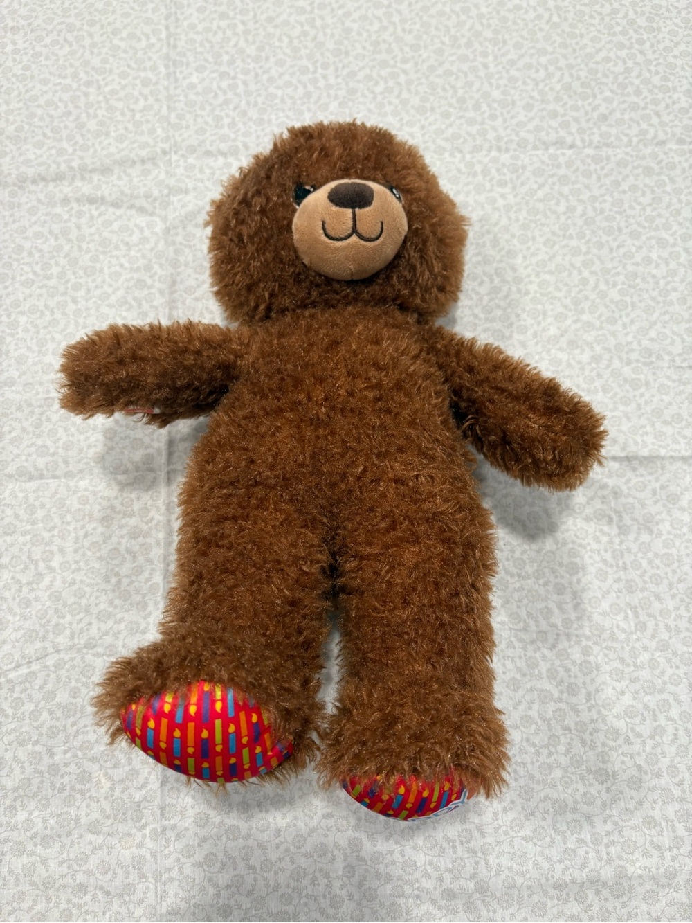 Build-A-Bear Workshop Brown Plush Bear Happy Birthday Paw Pads Button in Ear
